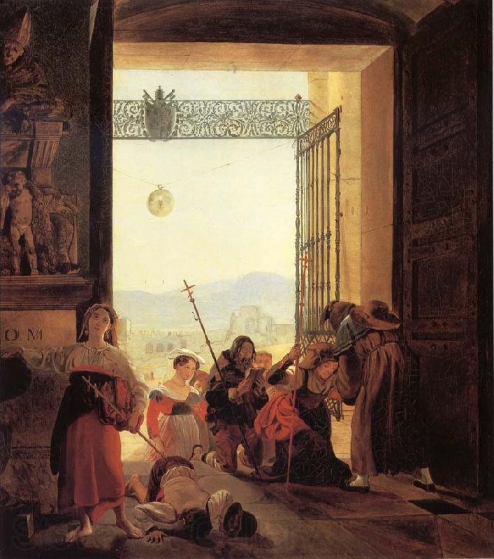 Karl Briullov Pilgrims in the Roorway of The Lateran Basilica